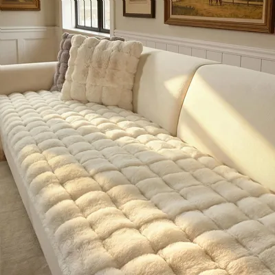 Productafbeelding van Elzusha - Konijnenlook Pluche Sofa Cover - Antislip en Wasbaar
