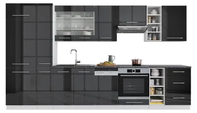 Obrázok produktu pre Kuchynský kút Vicco Fame-Line Antracit vysoký lesk/biela 355 cm bez pracovnej dosky, Model 36412