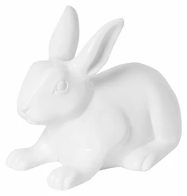 Produktbild von Deko-Hase Roger in weiß aus robustem Fiberstone, Größe M - E2229-S1-W