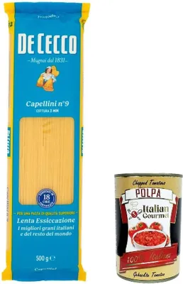 Produktbild von 10x Pasta De Cecco 100% Italian Capellini n. 9 Noodles 500 g + Italian Gourmet Polpa 400 g
