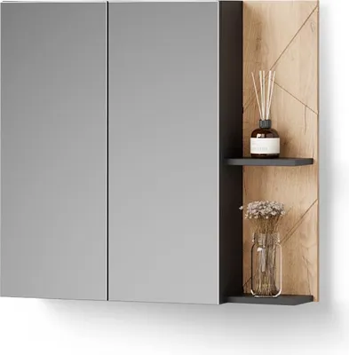 Immagine prodotto di Mobiletto a specchio Livinity Ronco Antracite/Rovere dorato 80 x 75 cm, Model 53137