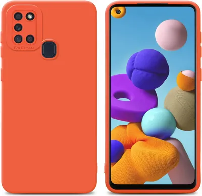 Produktbild von Cadorabo Hülle für Samsung Galaxy A21s Schutz Hülle in Orange TPU Silikon Etui Case Handyhülle