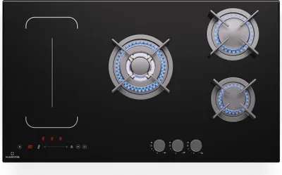 Produktbild von Klarstein MultiChef 5 Induktionskochfeld Mit Gaskochfeld - 5 Zonen, 2 Gas & 1 Wok, 2 Induktion, Flexzone, Schieberegler, Timer, Stop&Go, 9,8 Kw, Schwarz