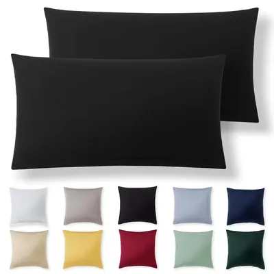 Immagine prodotto di Federa in jersey - 40 x 70 cm - Nero - Set da 2 - 100% cotone