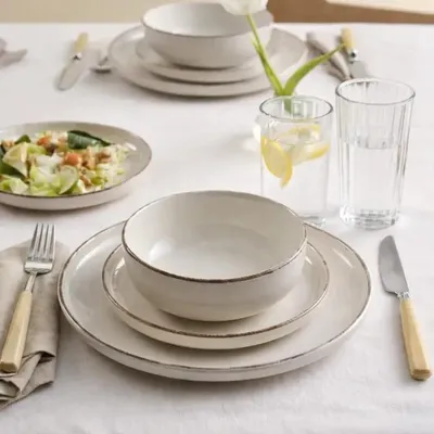 Produktbild von BAVARY 24-teiliges Keramik-Servisset Beige mit Tellern 26,5 cm