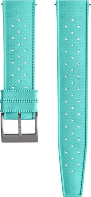 Zdjęcie produktu dla Gumowy pasek do zegarka CHROONOO Tropical Style - błękitny, 24 mm, srebrny szczotkowany