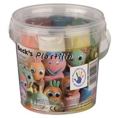 Produktbild von Becks Plastilin B100371 Kinderknete 600g, 6 Stangen, 6 Wackelaugen, 2 Ausstechformen, mehrfarbig (600 g)