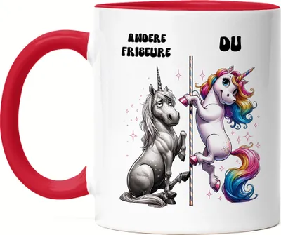 Produktbild von Andere Friseure Du Einhorn Tasse Rot Friseurin Humorvoll Frisur Einhorn