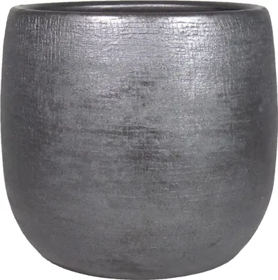 Produktbild von INNA-Glas Keramiktopf mit Maserung, schwarz, 36 cm, Ø 39 cm - Blumengefäß