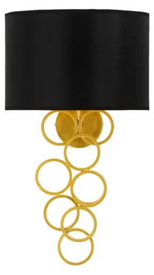 Produktbild von Wandleuchte Metall Textilschirm 30x20x50 cm Gold Schwarz Mauro Ferretti Rich