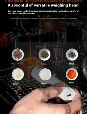 Produktbild von Messlöffel Tragbare Elektronische Kaffeewaage Messlöffel Mit Eingebauter Waage in Gramm - Schwarz