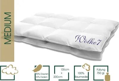 Image de HANSKRUCHEN Wolke 7 couette en duvet 135x200 cm chaude 90% duvet lavable pour personnes allergiques couette d'hiver respirante blanche