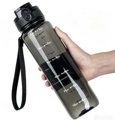 Produktbild von 1-Liter-Sportflasche mit motivierenden Zeitmarkierungen