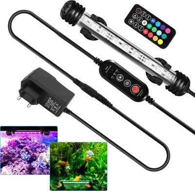 Produktbild von TolleTour 18.5cm LED Aquarium Lampe Tank Leuchtet Unterwasser Beleuchtung Dimmbar 3 Lichtmodi mit Timer,mit Fernbedienungen,IP67