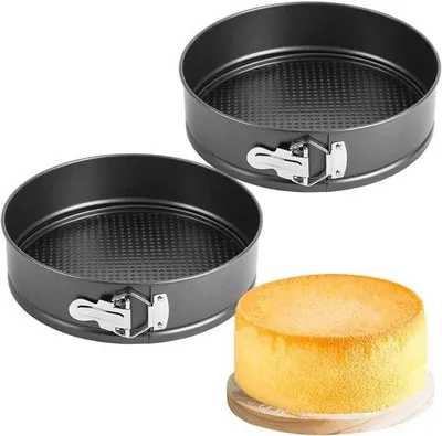 Productafbeelding van 2 Stuks Ronde Springvorm Set (16 cm) - Taartvorm met Antiaanbaklaag en Platte Bodem