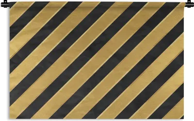 Produktbild von MuchoWow® Wandteppich Wandbehang Muster - Streifen - Gold - Schwarz 150x100 cm Tapisserie Dekoration Wandtuch - Waschbar - Tapisserien - Wand-Decke