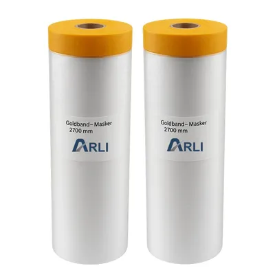 Produktbild von ARLI 2x Goldband Masker 2700 mm x 16 m Abdeckfolie mit Klebeband Malerfolie Transparent Baufolie Tape