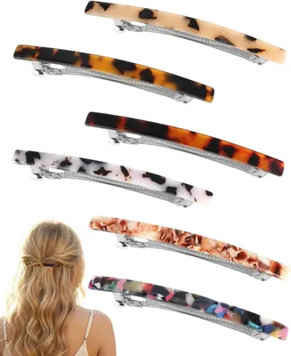 Imagen del producto de Juego de pinzas para el cabello, 6 unidades, de acetato, 10 cm, para cabello grueso