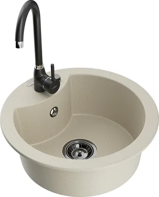 Immagine prodotto di Mexen Diego lavello in granito a 1 vasca con rubinetto da cucina Telma, beige - 6512-69-670200-70
