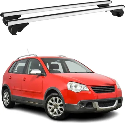 Image de Barres de toit Transversales pour VW Polo 2001-2009 Aluminium Argent