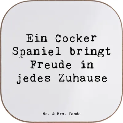 Produktbild von Mr. & Mrs. Panda Tischuntersetzer Spruch Cocker Spaniel Freude - Weiß - Geschenk, gläseruntersetzer, liebevoller Begleiter, Hunderasse, Untersetzer für Gläser, Glas