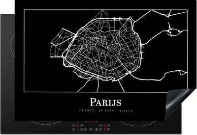 Produktbild von KitchenYeah© Herdabdeckplatte Paris - Karte - Stadtplan , 76x51cm, Küche Deko, Glaskeramikkochfeld Herdabdeckung, Abdeckplatte fùr Kochfeld