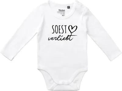 Produktbild von Huuraa Baby Body Soest verliebt 62 White  Baumwolle Fairtrade Langarmbody Geschenkidee
