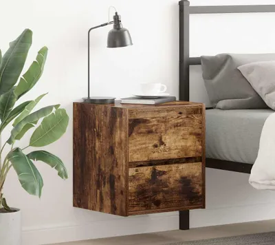 Obrázek produktu pro vidaXL Noční stolek na zeď z kouřového dubu 38x34x40 cm