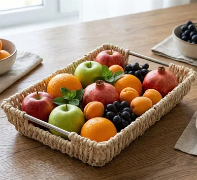 Produktbild von Schale aus Maisstroh, eckig, mit Griffen, Obstschale