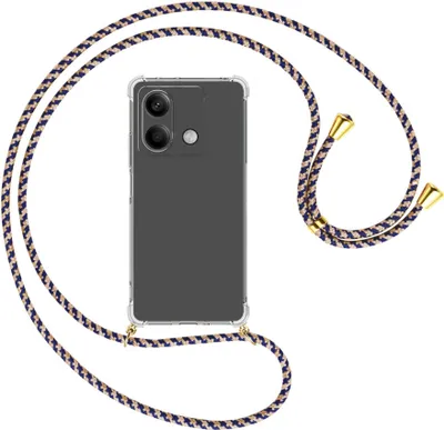 Produktbild von Handykette Backcover-Schutzhülle mit Band (Metall goldfarben) für Xiaomi Redmi Note 13 5G - blau+beige