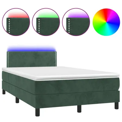 Obrázek produktu pro Skříňová postel s matrací a LED tmavě zelená 120x190 cm sametová