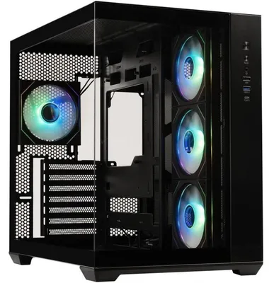 Obrázok produktu pre Počítačová skriňa BITFENIX AL118 Cube, bez zdroja, formáty ATX/Micro-ATX/Mini-ITX, 2x bočné panely z tvrdeného skla, čierna, 4x A-RGB ventilátory, konektory Type-C + USB 3.0, rozmer 285x420x390 mm