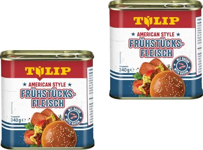 Produktbild von TULIP 2x Frühstücksfleisch 340g American Style Original Dosenfleisch Konserve