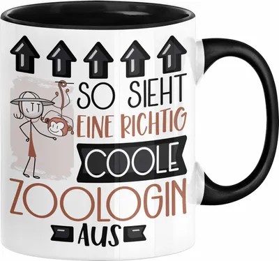 Produktbild von Zoologin Geschenk Tasse Geschenkidee für Zoologin Geburtstag Weihnachten Spruch So Sieht Eine Richtig Coole Zoologin Aus Kaffee-Becher  (Schwarz)