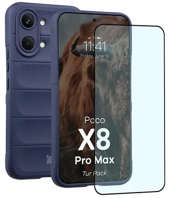 Produktbild von Robuste Handyhülle + gehärtetem Glas für Xiaomi POCO X8 Pro Max, Bizon Tur Pack, Dunkelblau