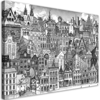 Produktbild von Leinwandbild stadt merry 90x60 cm Feeby grau wandbild bereit zum aufhängen