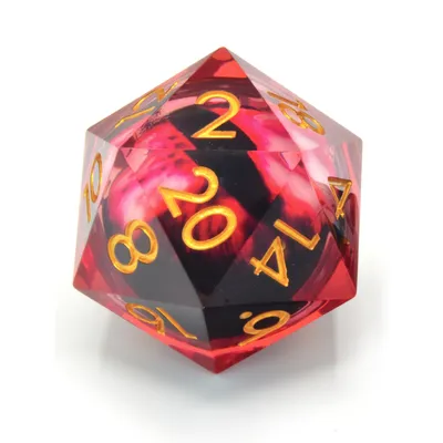 Produktbild von Glassstaff - Blood Iris 33mm Floating Eye D20 - CritStones Dice