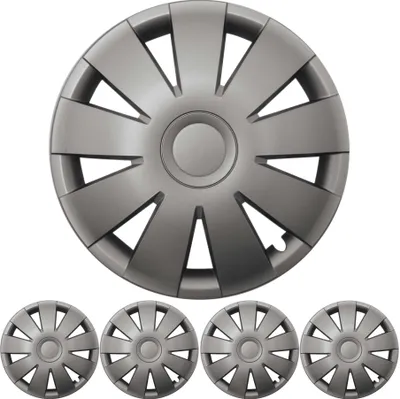 4x PREMIUM DESIGN Radkappen Radzierblenden 15 ZOLL "Nefryt" in Grau Anthrazit – Produktansicht