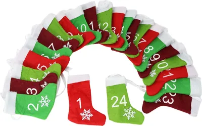 Produktbild von com-four® Adventskalender zum Aufhängen und selber Befüllen, Filz-Adventskalender mit Stiefeln in tollen Farben mit Fellrand, 280 cm