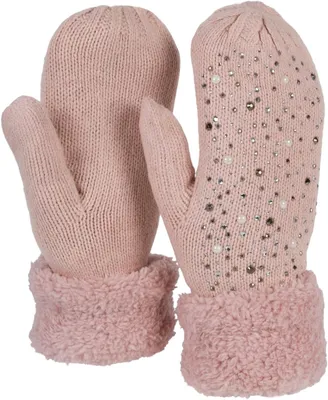 Imagen del producto de styleBREAKER: Guantes de punto cálidos de invierno para mujer, con detalles de strass y perlas, forro de polar térmico, modelo 09010039