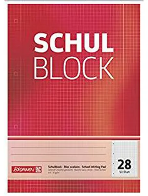 Zdjęcie produktu dla BRUNNEN 1052528 "Notatnik szkolny" A4 w kratkę, z linią marginesu wewnątrz i na zewnątrz, linoryt. 28