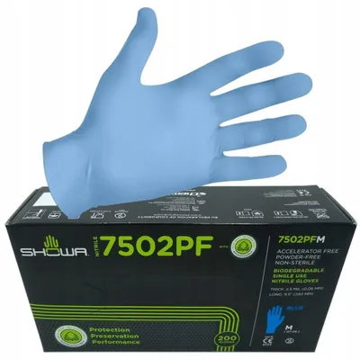 Produktbild von Showa 7502PF Nitril-Einweghandschuhe Blau Größe XS