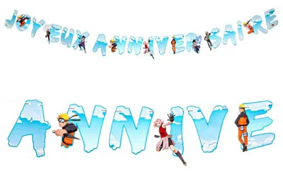 Productafbeelding van Naruto Shippuden, verjaardagsbanner van papier, 250 x 16 cm, AI-gegenereerde afbeelding