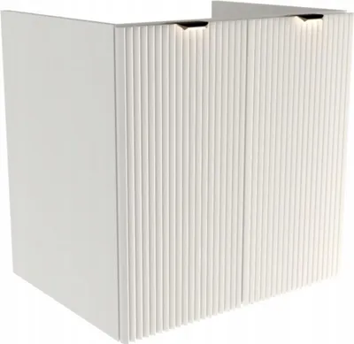 Produktbild von WENA Waschtischunterschrank ohne Oberteil mit Türen 60 cm, geriffelte Fronten, Griffe aus Metall in der Farbe Gold Willy (Farbe: Weiß)