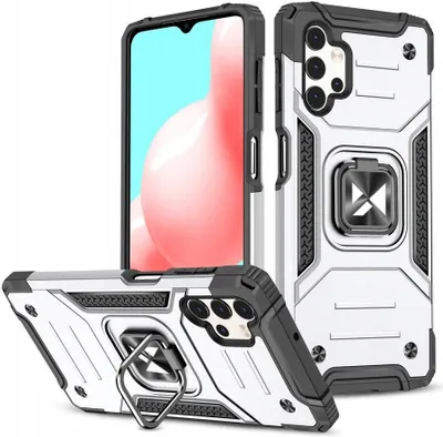 Produktbild von Wozinsky Ring Armor Hybrid Case Cover + Magnethalterung Samsung Galaxy A73 Silber
