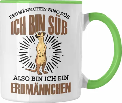 Produktbild von Trendation - Erdmännchen Sind Süß Tasse Geschenk für Tierliebhaber (Grün)