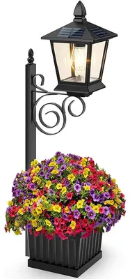 Produktbild von Solarleuchte Garten mit Pflanztopf, 75cm 2-in-1 Solar Gartenlaterne mit warmweißem LED Licht, Dämmerungssensor Außenbeleuchtung für Terrasse, Garten und Einfahrt