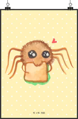 Produktbild von Mr. & Mrs. Panda Bild Spinne Agathe Sandwich DIN A1 - Gelb Pastell - Geschenk, drucke, Lebensfreude, wanddeko, Plakat, Mut, Posterdruck, Hunger, Glück, Alles Wird gut