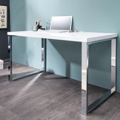 Produktbild von cagü: Design Schreibtisch [OXFORD] Weiß Hochglanz  120cm x 60cm