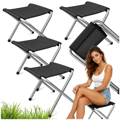 Produktbild von OMNA | Campingstuhl Set - 4 Stück - Schwarz - Leicht - Klappbar - Für Outdoor-Aktivitäten